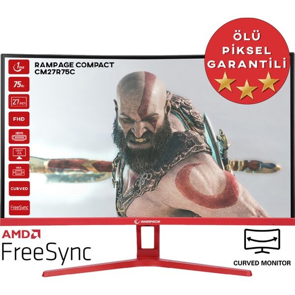 Rampage Compact CM27R75C 27" 75Hz 1ms Csot VA Full HD Freesync Curved Oyuncu Monitörü