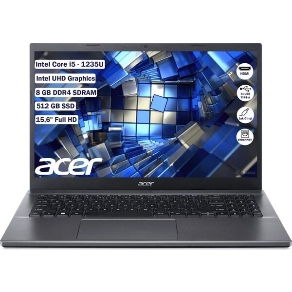 Acer Extensa 15 Intel Core I5 1235U 8 GB 512 GB SSD Freedos 15.6" Fhd Taşınabilir Bilgisayar NX.EGYEY.005