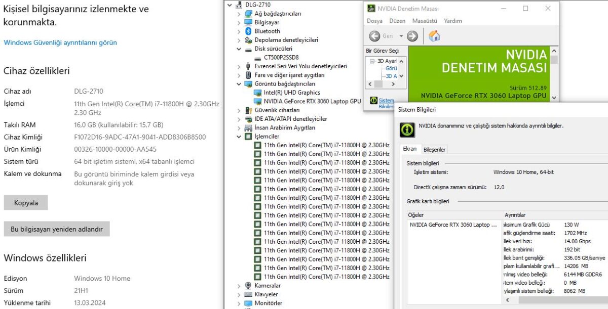 Monster Tulpar T7 V20.4 Intel Core i7 11800H 16GB 500GB SSD RTX3060 17.3" FHD 144Hz (İKİNCİ EL) - Görsel 10