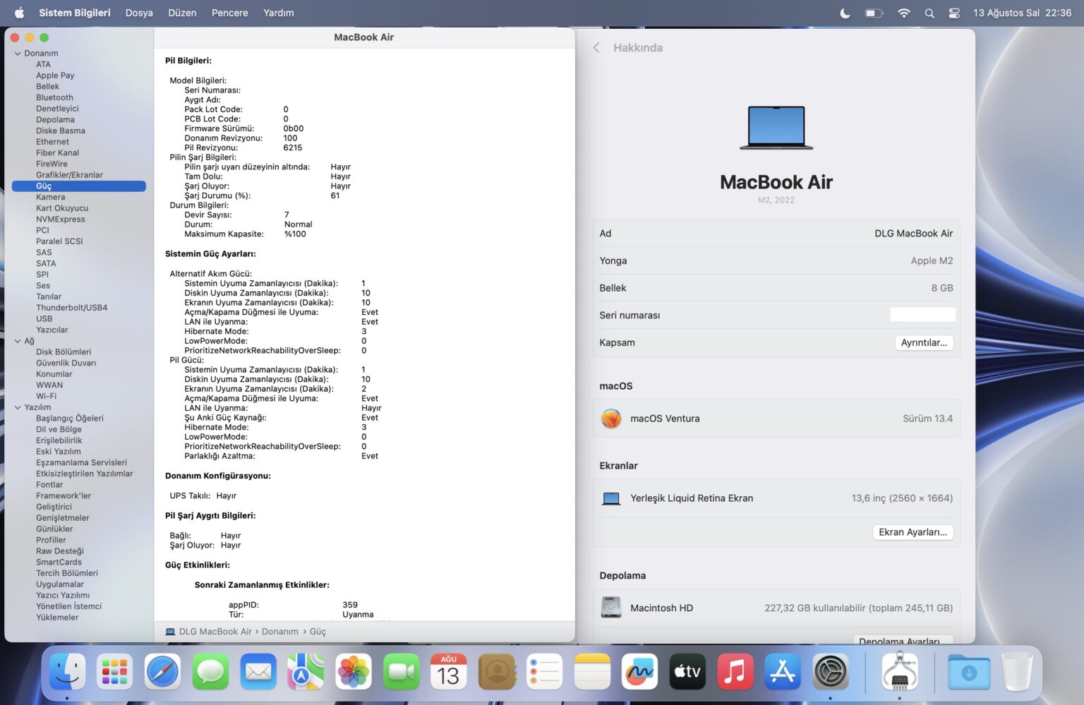 Apple MacBook Air M2 Çip 8GB 256GB SSD macOS 13.6" Gece Yarısı MLY33TU/A (F KLAVYE) (İKİNCİ EL) - Görsel 5