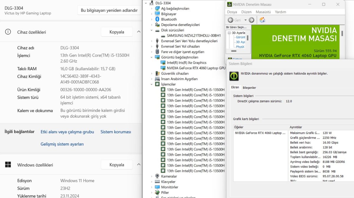 HP Victus 16-R0022NT Intel Core i5 13500H 16GB RAM 1TB SSD W11 RTX4060 16.1" FHD 144Hz 7P6B8EA (İKİNCİ EL) - Görsel 5