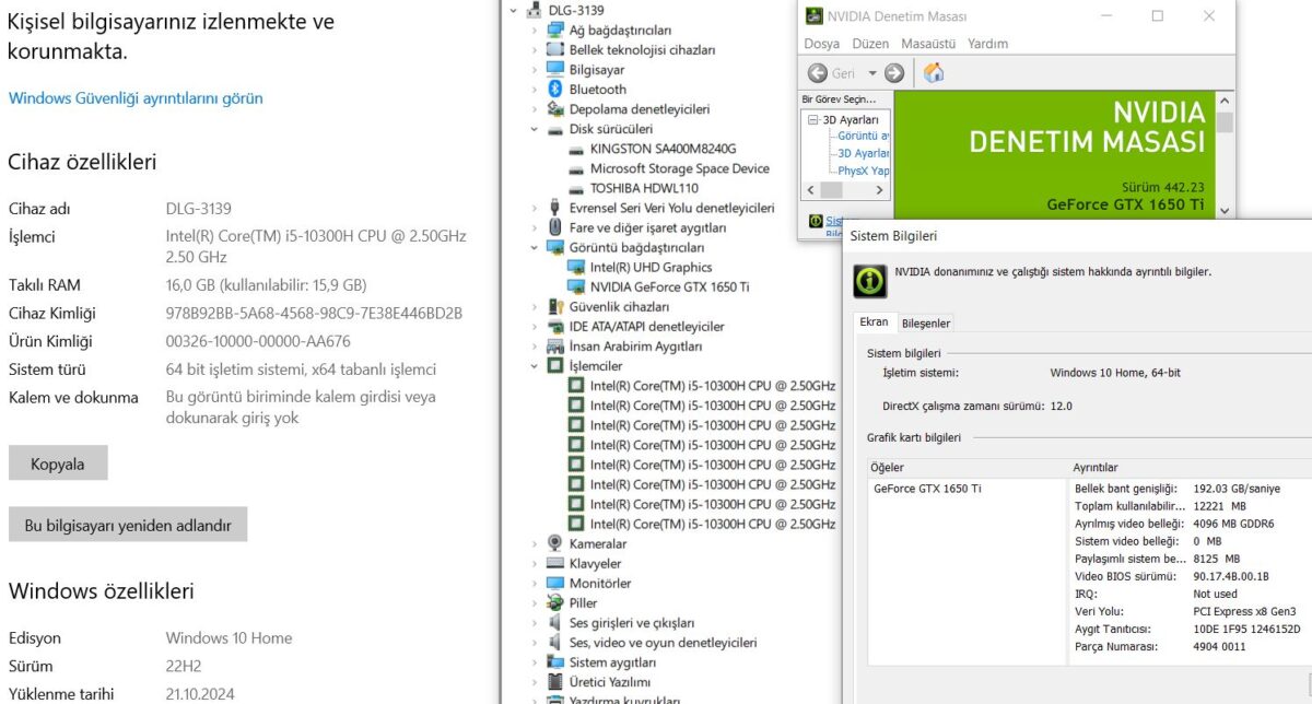 Casper Excalibur G770 Intel Core i5 10300H 16GB RAM 240GB SSD + 500GB HDD GTX1650Ti 15.6" FHD - Görsel 5