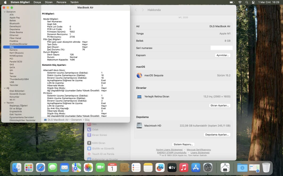 Apple MacBook Air M1 8GB 256GB SSD macOS 13.3" QHD+ Uzay Grisi MGN63TU/A (İKİNCİ EL) - Görsel 5