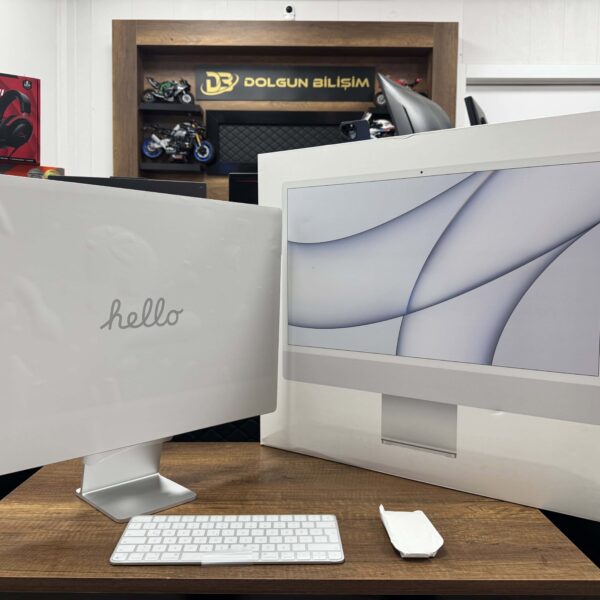Apple iMac M1 Çip 8GB RAM 256GB SSD macOS 24" 4.5K Retina All In One MGTF3TU/A Gümüş (AÇIK KUTU SIFIR)