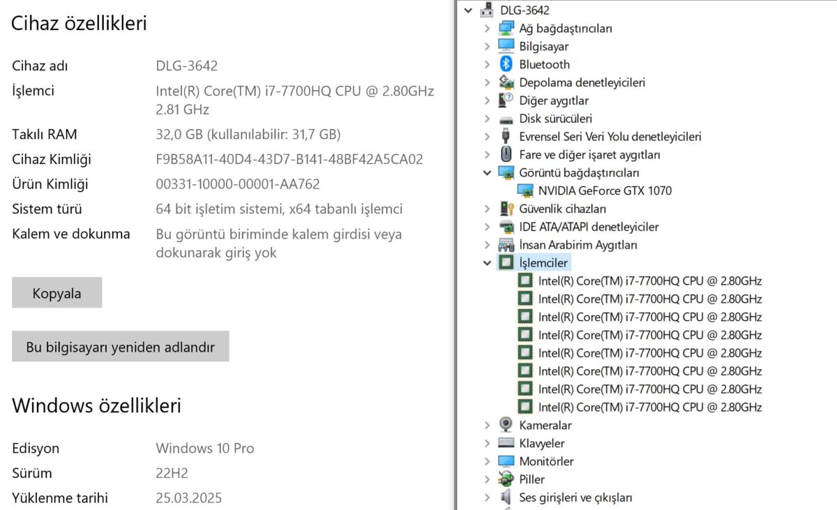 Casper Excalibur G750.7700-B510A Intel Core i7 7700HQ 32GB RAM 256GB + 1TB SSD W10  GTX 1070 15.6” UHD (4K) (İKİNCİ EL) - Görsel 5