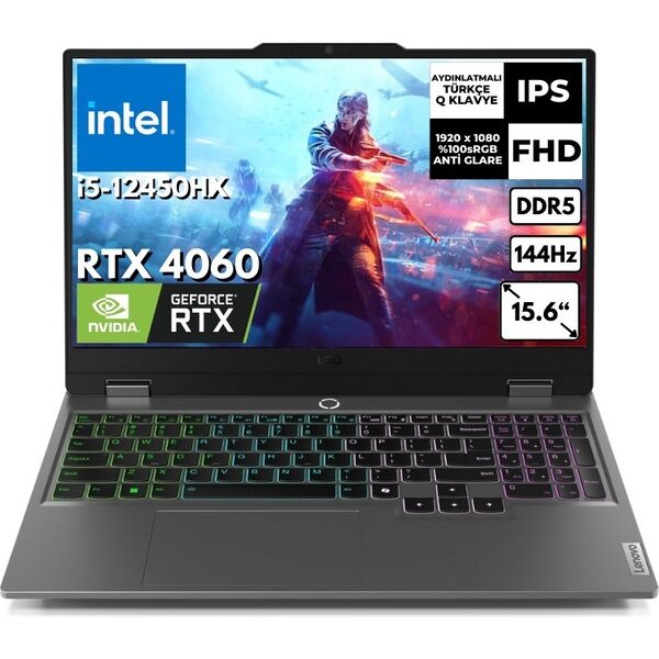 Lenovo LOQ 15IAX9 Intel Core i5 12450HX 16GB RAM 1TB SSD RTX4060 Freedos 15.6” FHD 144Hz 83GS00PHTR