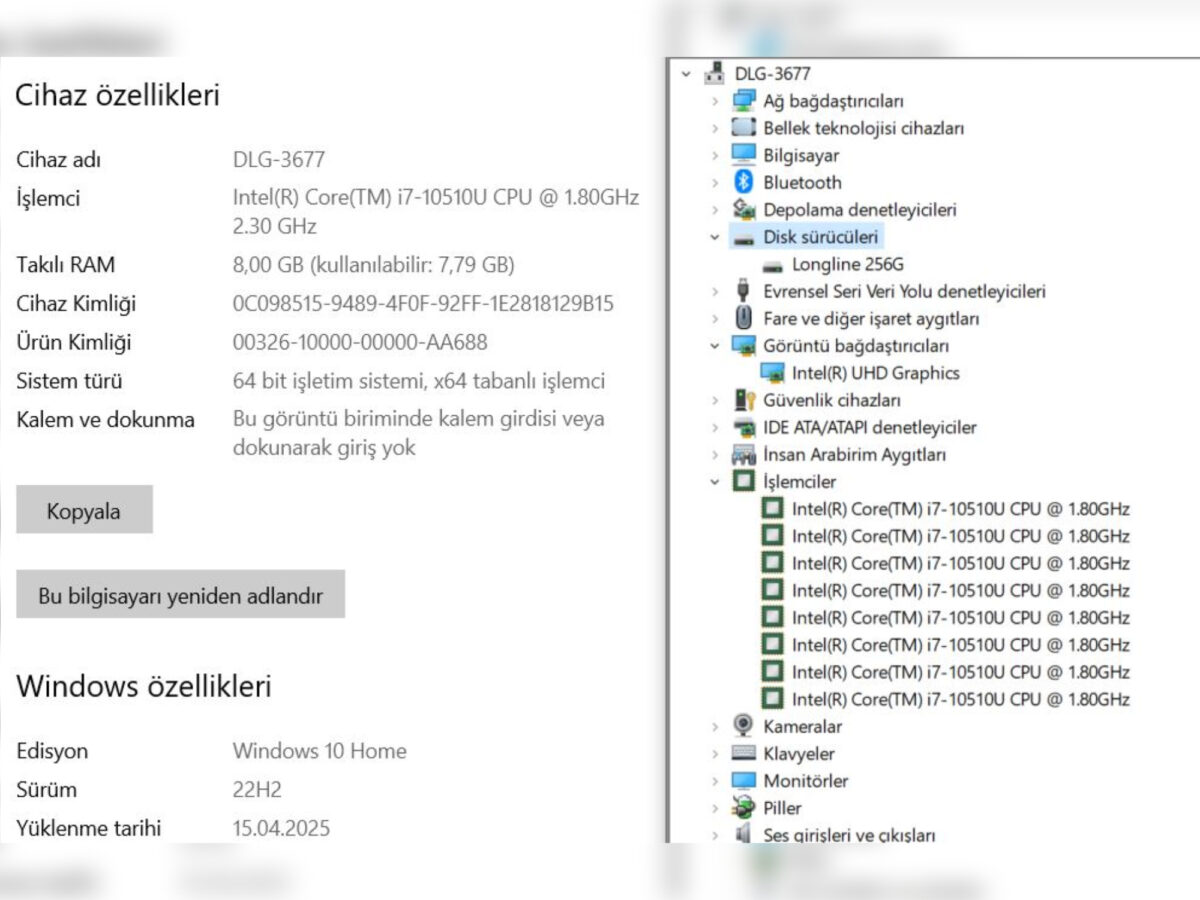 Technopc T15C.101651F Intel Core i7 10510U 8GB RAM 256GB SSD 15.6” FHD (İKİNCİ EL) - Görsel 5