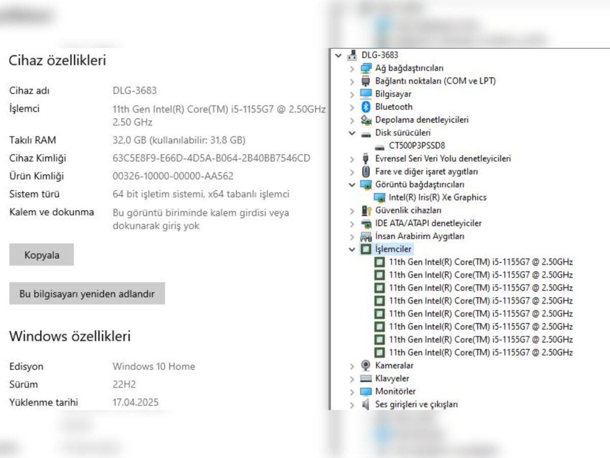 Casper Nirvana All In One PC A600 A60.1155.DV00X-V Intel Core i5 1155G7 32GB RAM 500GB SSD 23.8” FHD (İKİNCİ EL) - Görsel 5