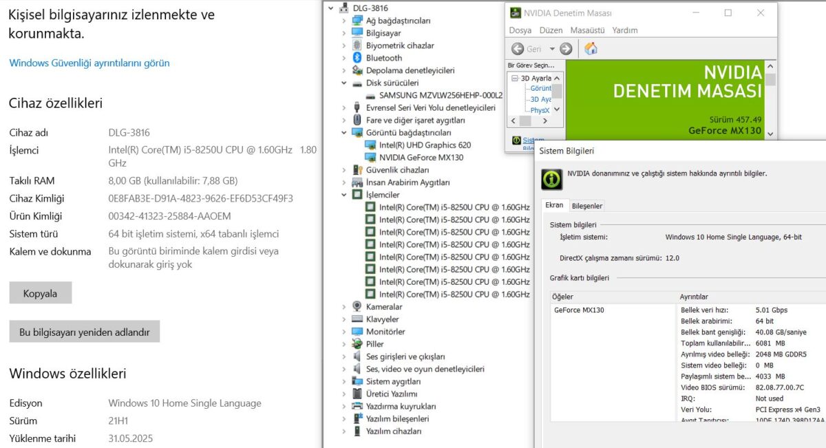 Lenovo IdeaPad 530S Intel Core i5 8250U 8GB RAM 256GB SSD MX130 W10 14” FHD 81EU00A8TX (İKİNCİ EL) - Görsel 5