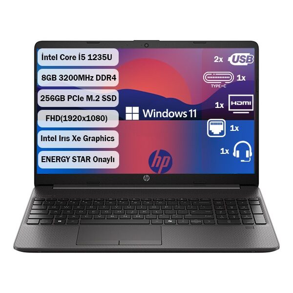 250 Intel Core i5 1235U 8GB 256GB SSD Windows 11 Home 15.6'' Taşınabilir Bilgisayar 9Y6U8AT