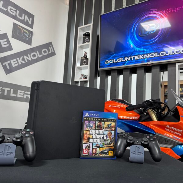 PlayStation 4 Slim 500GB Çift Kol + Grand Theft Auto 5 (GTA 5) Oyun CD’si (İKİNCİ EL)