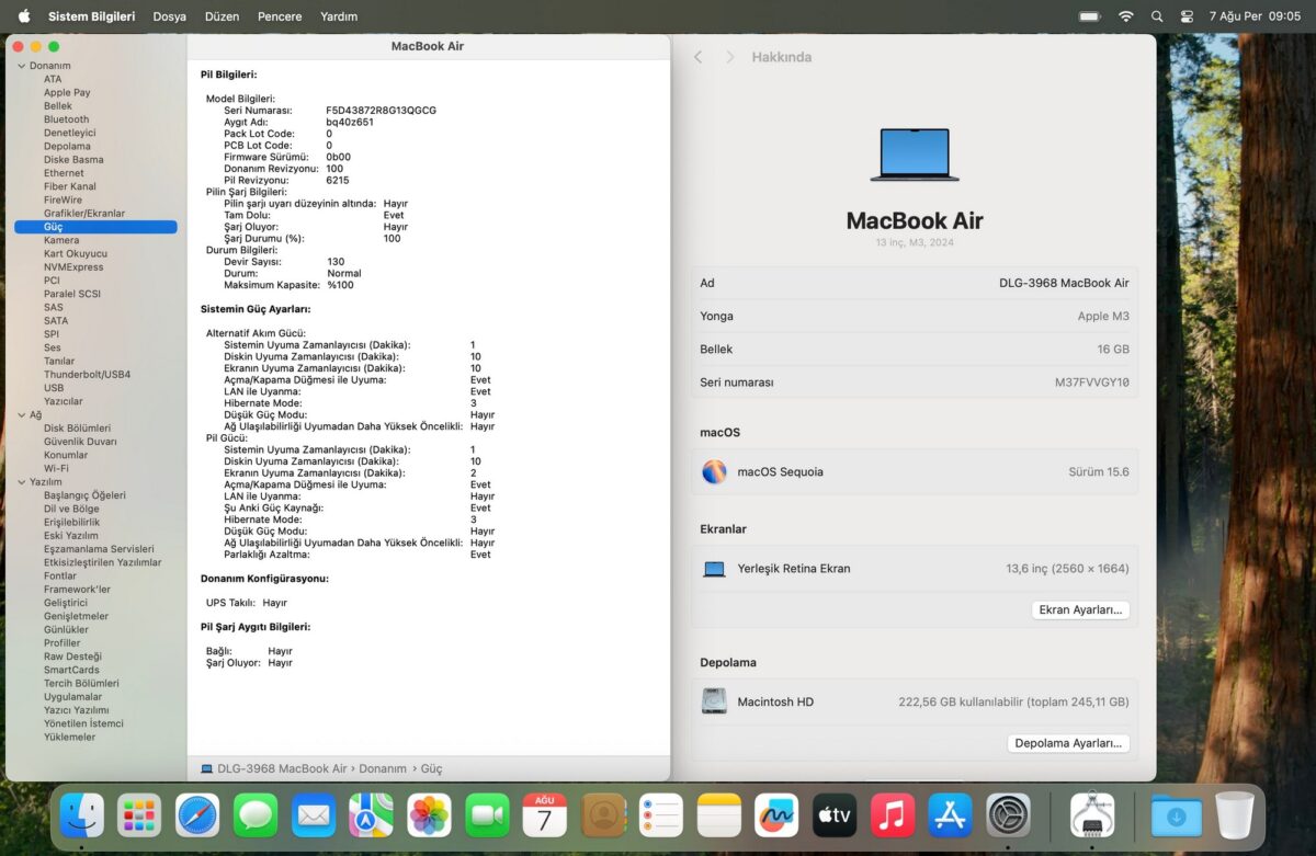 Apple MacBook Air M3 16GB RAM 256GB SSD 13.6” Gece Yarısı MC8K4TU/A (İKİNCİ EL) - Görsel 5