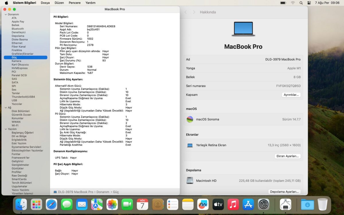 Apple MacBook Pro M1 8GB RAM 256GB SSD 13.3” MYD82TU/A (İKİNCİ EL) - Görsel 5