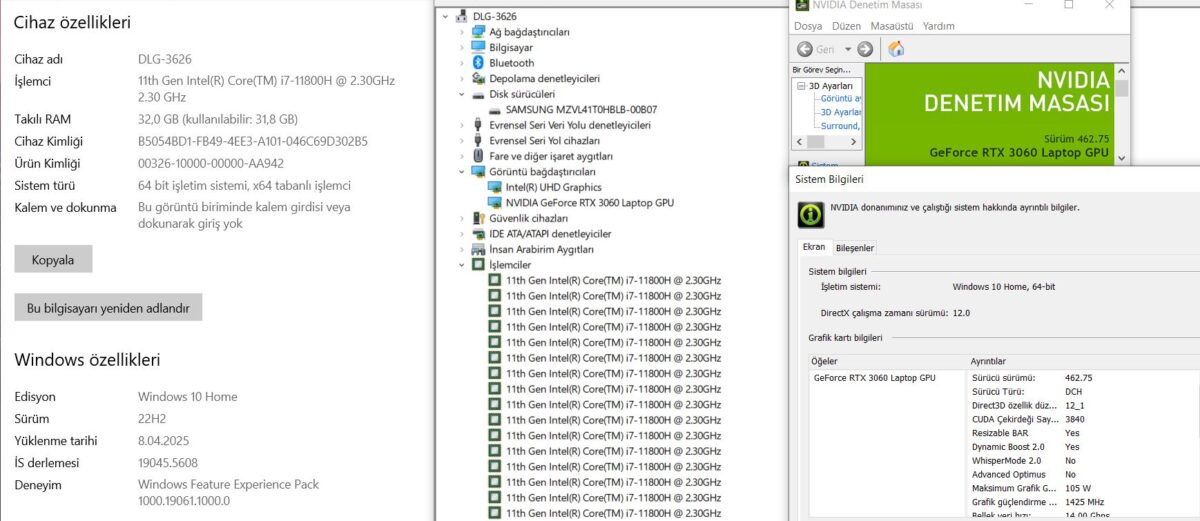 Monster Abra A5 V17.4.4 Intel Core i7 11800H 32GB RAM 1TB SSD RTX3060 15.6” FHD 144Hz (İKİNCİ EL) - Görsel 5