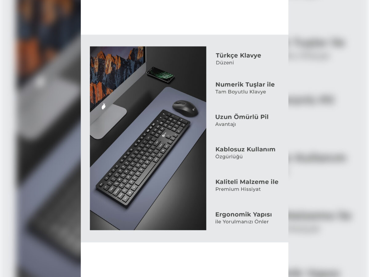 Lenovo Lecoo KW201 Siyah Kablosuz Klavye Mouse Seti - Görsel 2