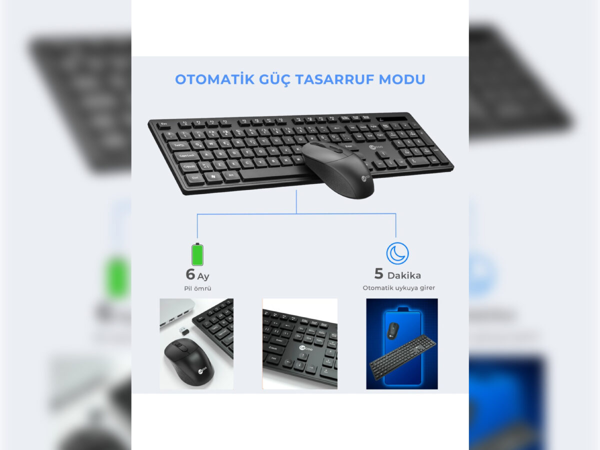 Lenovo Lecoo KW201 Siyah Kablosuz Klavye Mouse Seti - Görsel 3