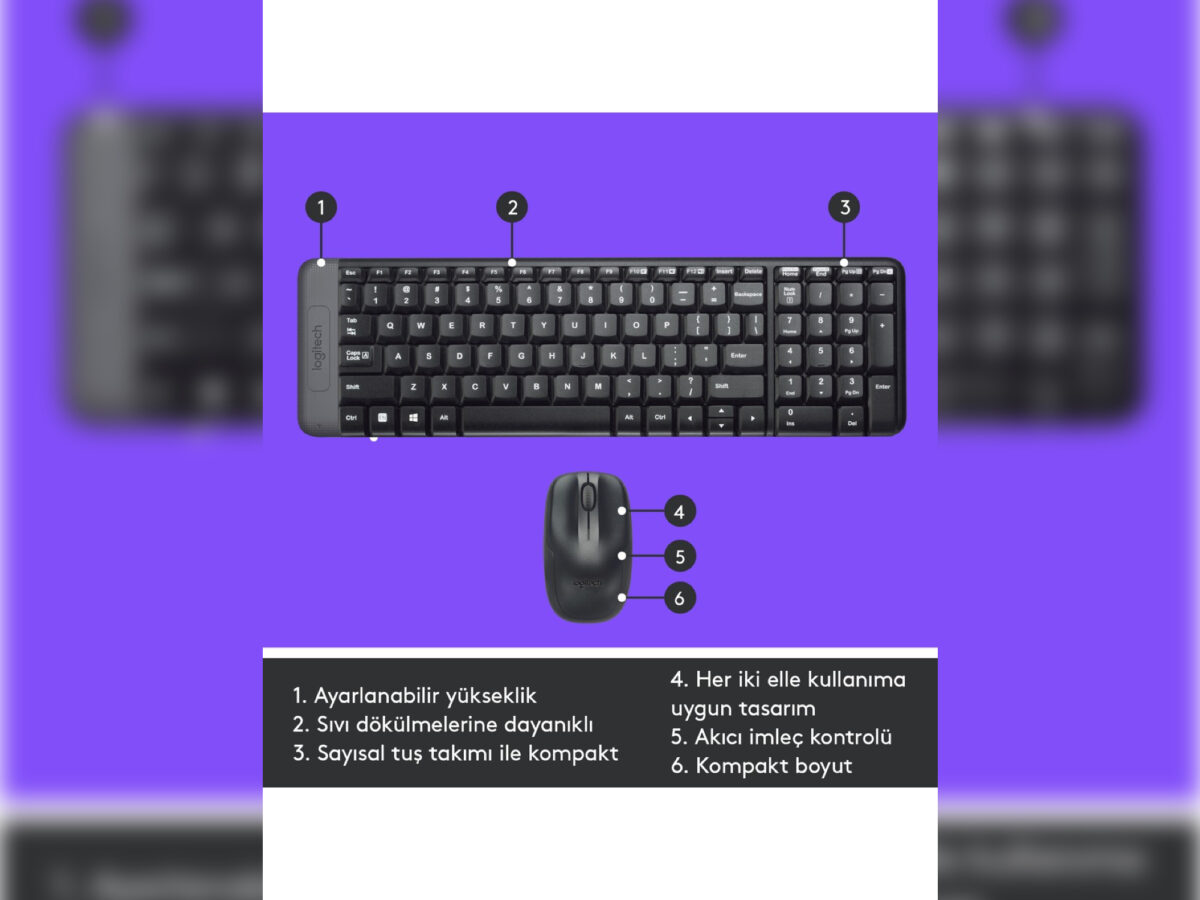 Logitech MK220 920-003163 Kablosuz Klavye Mouse Seti - Görsel 2