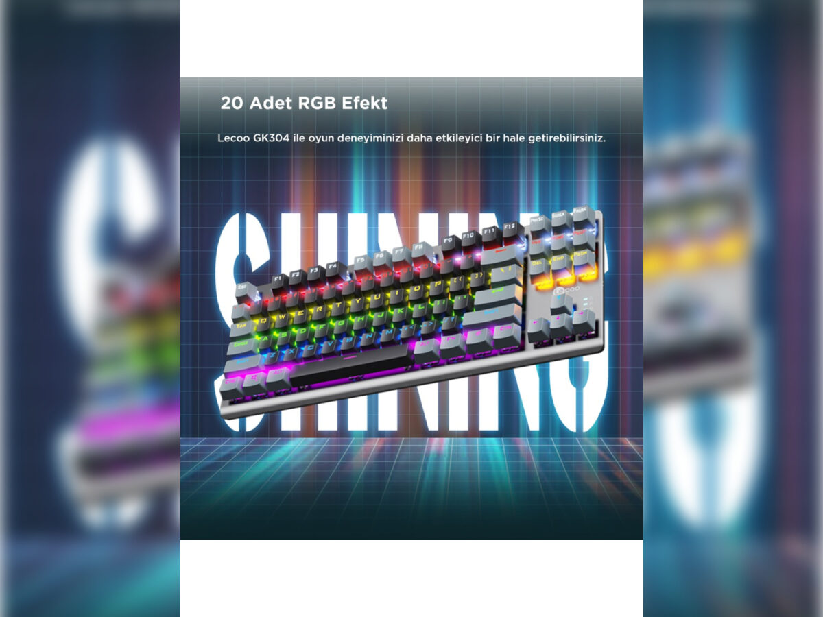 Lenovo Lecoo GK304 RGB TKL Red Switch Kablolu Mekanik Oyuncu Klavyesi - Görsel 4