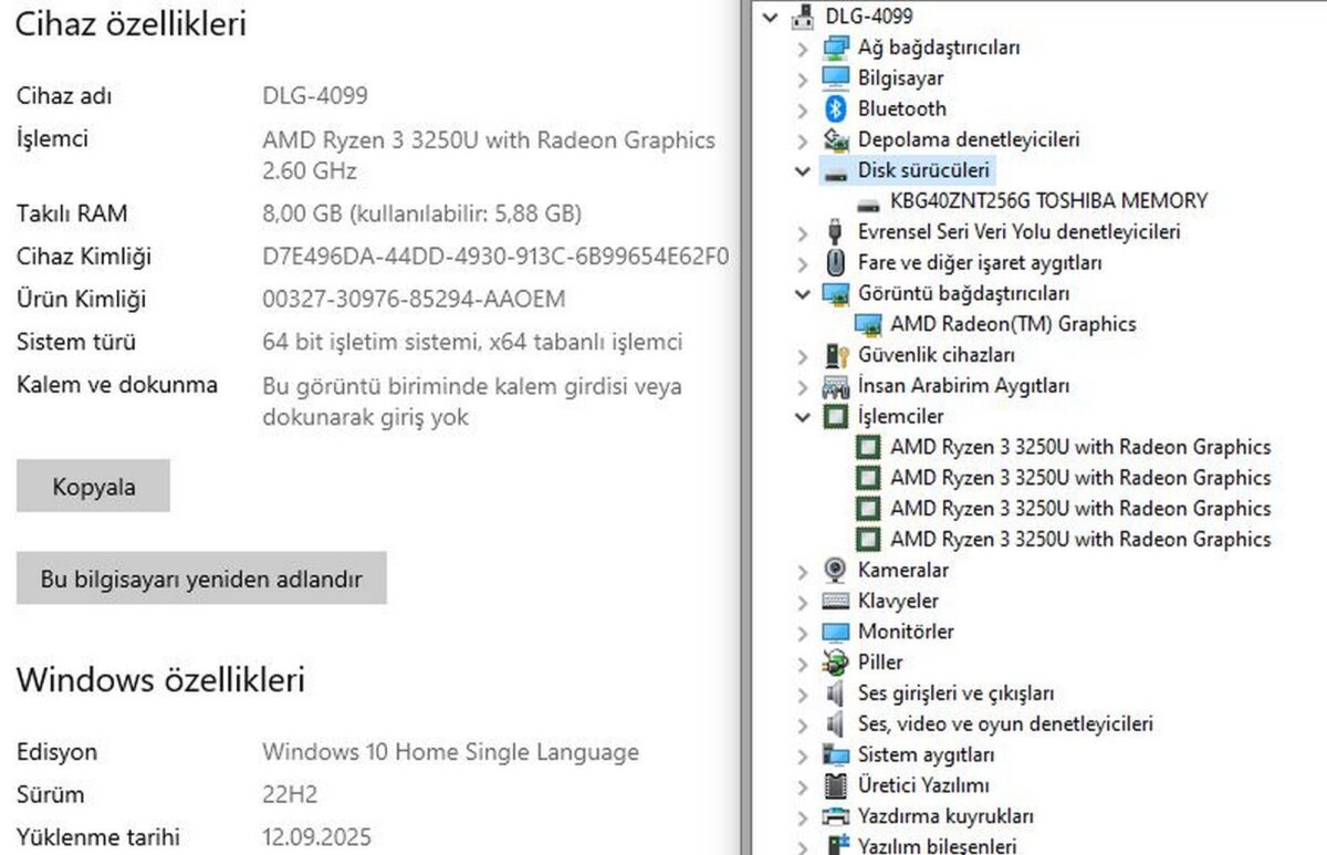 Lenovo Ideapad 3 15IGL05 AMD Ryzen 3 3250U 8GB 256GB SSD 15.6” HD 81W1005UTX (İKİNCİ EL) - Görsel 5