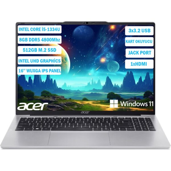Acer Aspire Lite AL16-52P-55S2 Intel Core i5 1334U 8GB RAM 512GB SSD W11 16” WUXGA NX.J23EY.001
