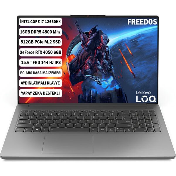 Lenovo LOQ 15IAX9E Intel Core i7 12650HX 16GB RAM 512GB SSD RTX4050 Freedos 15.6” FHD 83LK002VTR