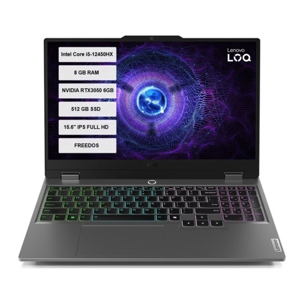 Lenovo LOQ 15IAX9 Intel Core i5 12450HX 8GB RAM 512GB SSD RTX3050 Freedos 15.6" FHD 144Hz 83GS00R7TR