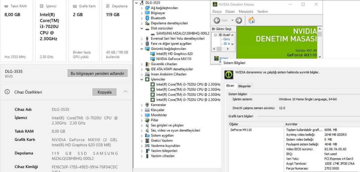 Lenovo Ideapad S145 Intel Core i3 7020U 8GB 128GB SSD MX110 15.6” HD 81VD004CTX (KUSURLU İKİNCİ EL) - Görsel 5