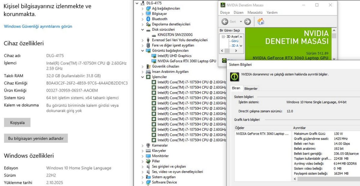 Monster Tulpar T7 V20.3 Intel Core i7 10750H 32GB 500GB SSD RTX3060 17.3” FHD 144Hz (KUSURLU İKİNCİ EL) - Görsel 5