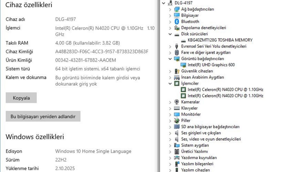 Lenovo IdeaPad 1 14IGL05 Intel Celeron N4020 4GB RAM 128GB SSD 14” HD 81VU00FQTX (İKİNCİ EL) - Görsel 5
