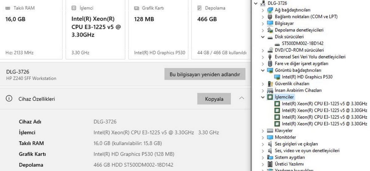 HP Z240 SFF Workstation Intel Xeon E3-1225 v5 16GB RAM 500GB HDD (İKİNCİ EL) - Görsel 5