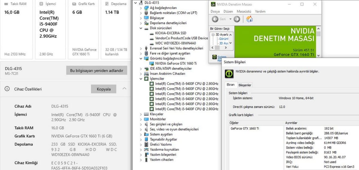 Rampage Kasa Intel Core i5 9400F 16GB RAM 256GB SSD 1TB HDD GTX1660Ti (İKİNCİ EL) - Görsel 5