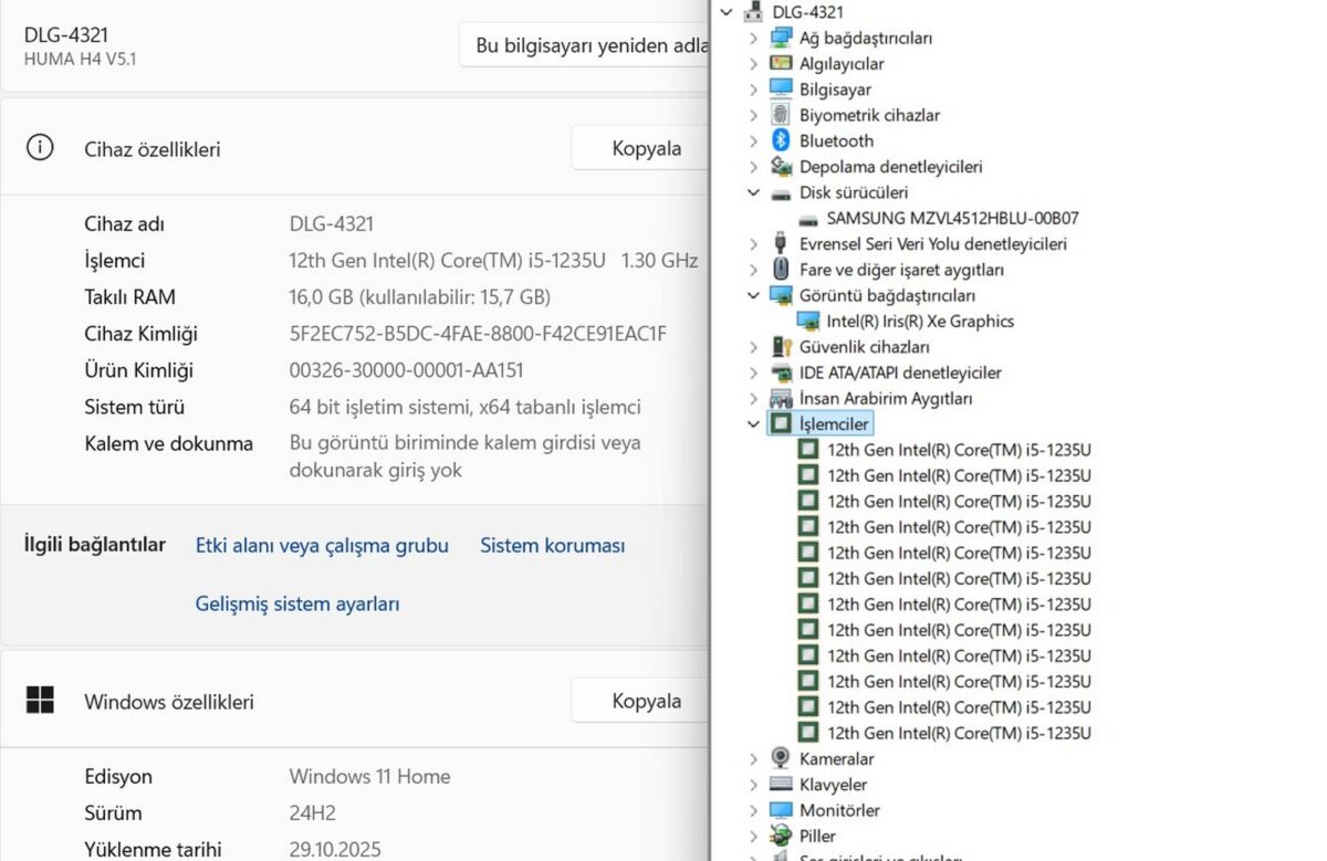 Monster Huma H4 V5.1 Intel Core i5 1235U 16GB RAM 500GB SSD 14.1” FHD (İKİNCİ EL) - Görsel 5