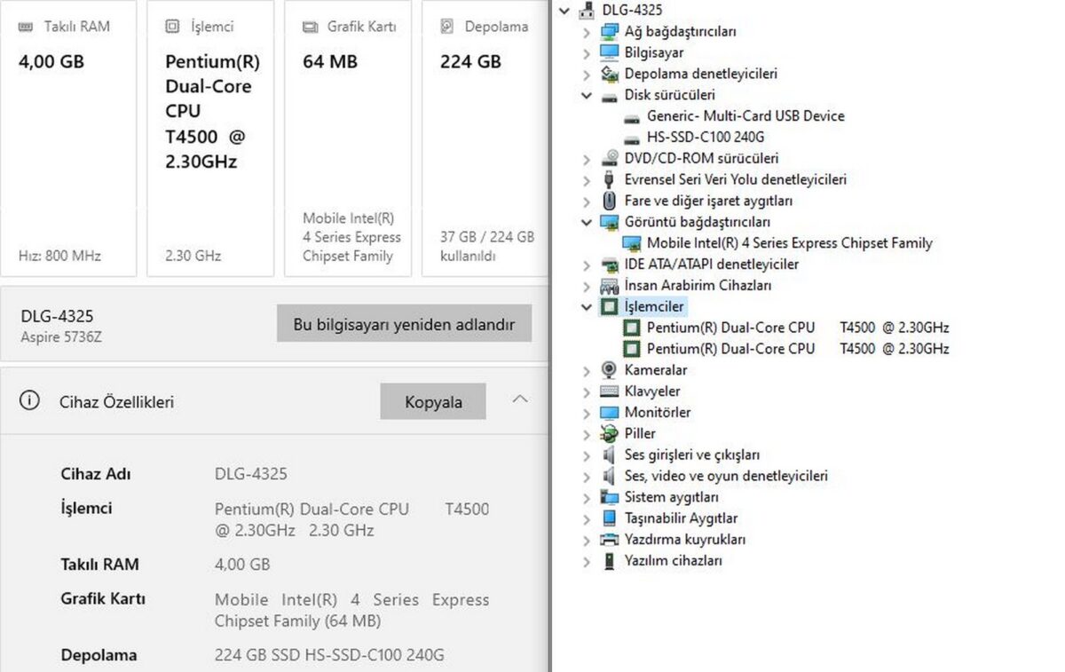 Acer Aspire 5736Z Pentium Dual-Core T4500 4GB RAM 240GB SSD 15.6” HD (İKİNCİ EL) - Görsel 5