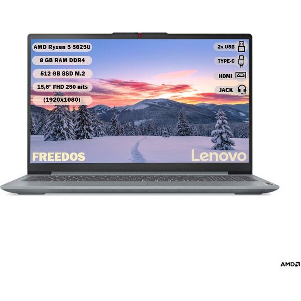 Lenovo Ideapad Slim 3 Amd Ryzen 5-5625U 8gb 512GB SSD 15.6" Fhd Freedos Dizüstü Bilgisayar 82XM00PVTX
