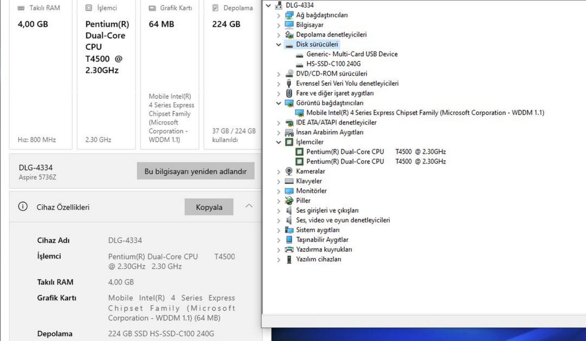 Acer Aspire 5736Z P4500 4GB 240SSD Dizüstü Bilgisayar (İKİNCİ EL) - Görsel 5