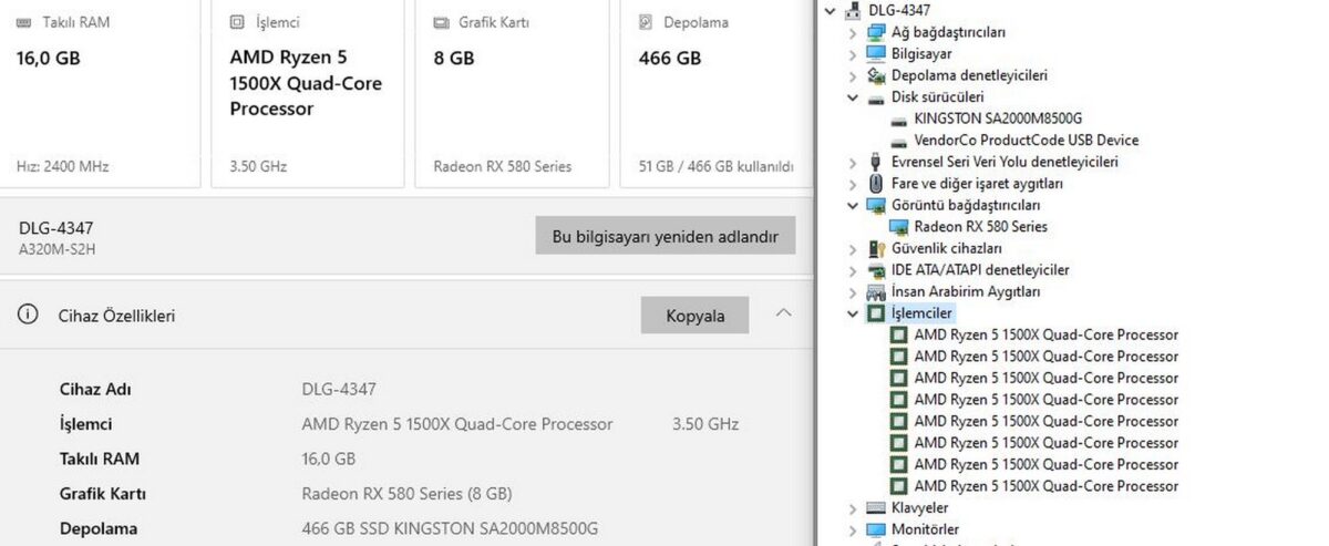 PowerBoost AMD Ryzen 5-1500X 16GB 500SSD RX570 Oyuncu Kasası (İKİNCİ EL) - Görsel 5