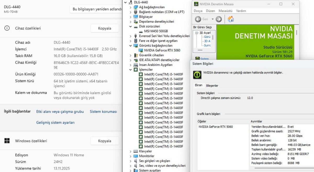 Frizby i5 14400F 16GB 500GB RTX5060 GDDR7 Oyuncu Kasası - Görsel 5