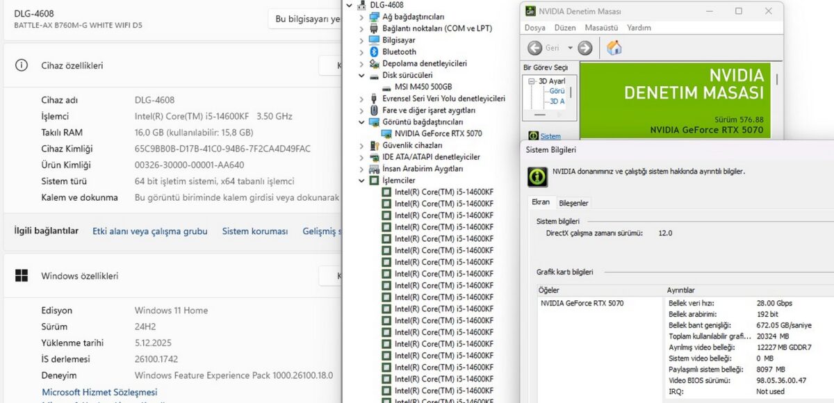 James Donkey S700 Beyaz İ5-14600Kf 16GB DDR5 500GB SSD RTX5070 Asus 12GB - Görsel 5