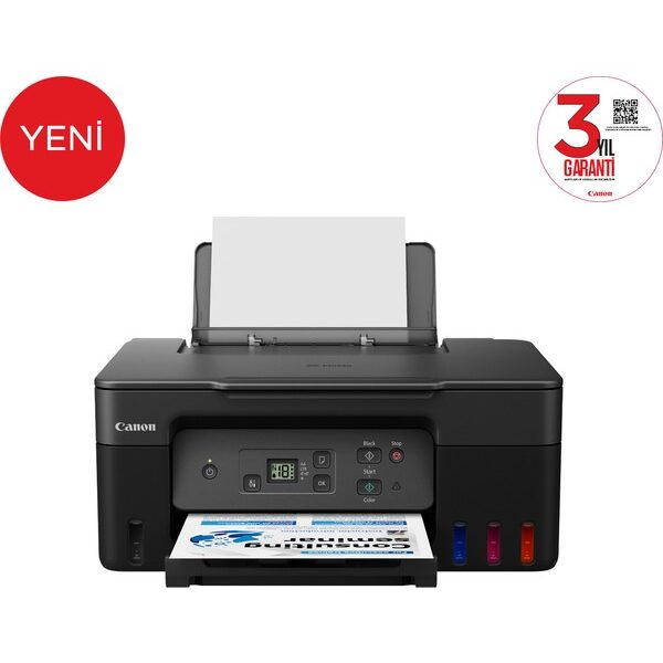Canon Pixma G2470 Tarayıcı + Fotokopi Renkli Çok Fonksiyonlu Mürekkep Püskürtmeli Yazıcı (Canon Eurasia Garantili)