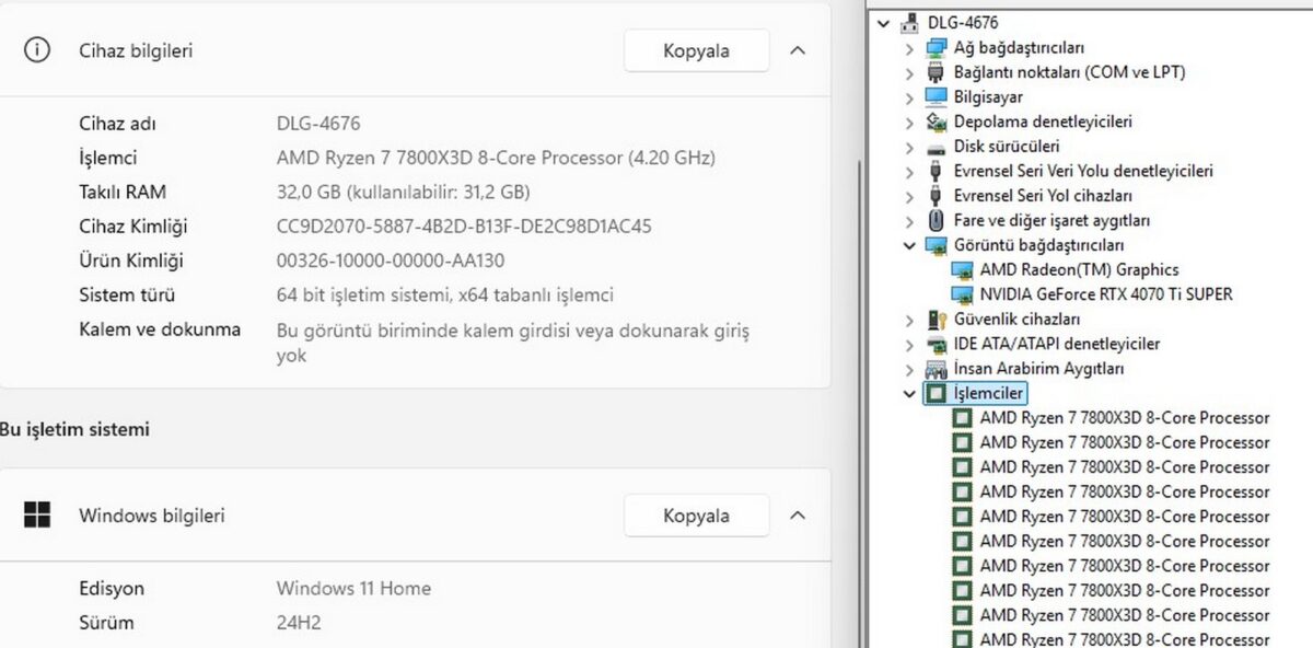 Asus Case Amd Ryzen 7 7800X3D 32GB 1TB RTX4070TIS-16GB Oyuncu Kasası (İKİNCİ EL) - Görsel 5
