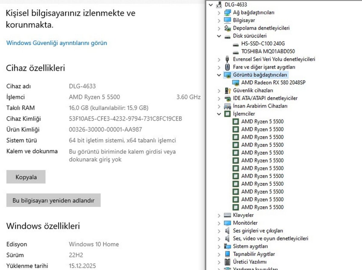 Everest 500W Amd Ryzen 5 5500 16GB DDR4 240GB RX580 8GB Oyuncu Kasası (İKİNCİ EL) - Görsel 5