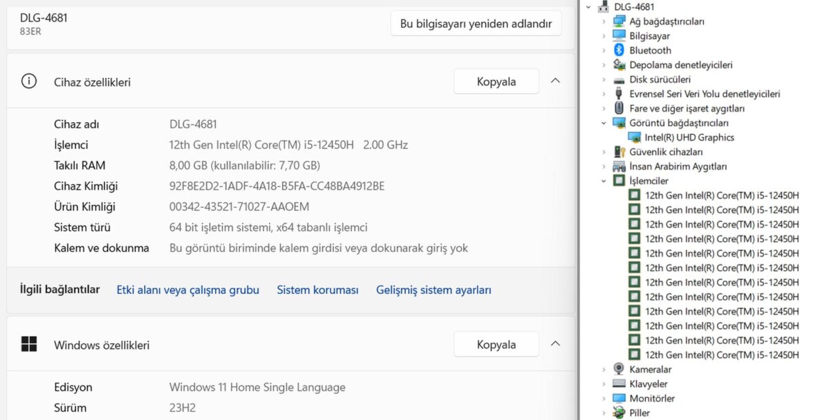 Lenovo IdeaPad Slim 3 i5-12450H 8GB 512GB 15.6” 83ER00FVTR Dizüstü Bilgisayar (İKİNCİ EL) - Görsel 5