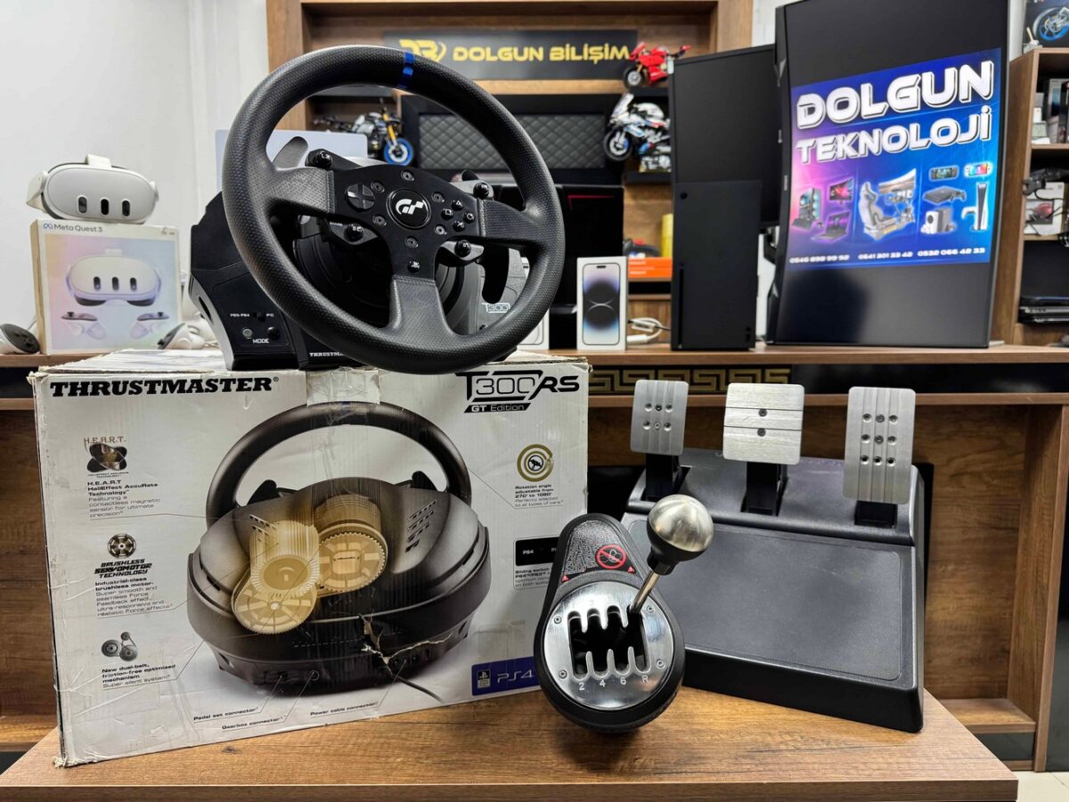 Thrustmaster T300RS GT Direksiyon Seti + Thrustmaster TH8A Vites (İKİNCİ EL) - Görsel 2
