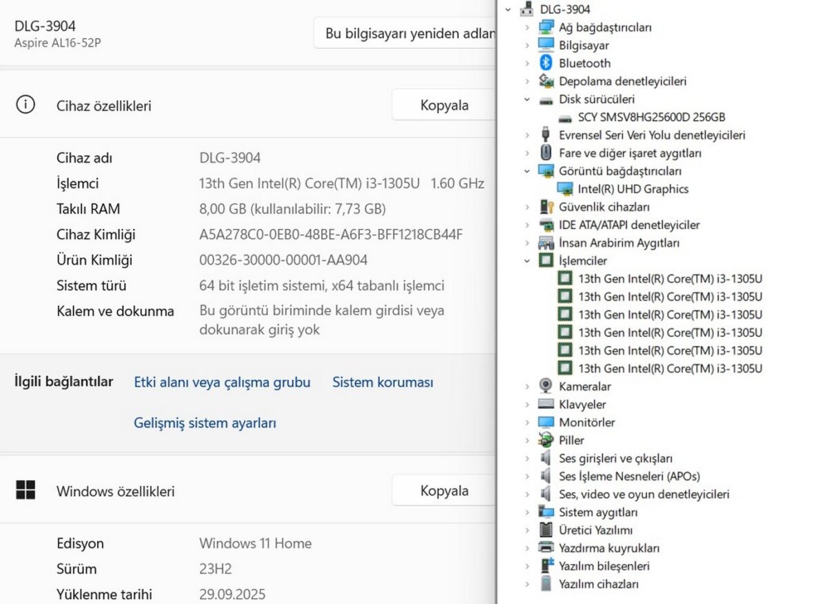 Acer Aspire Lite 16 Intel Core i3 1305U 8GB 256GB 16" FHD NX.J5QEY.001 Dizüstü Bilgisayar (İKİNCİ EL) - Görsel 5