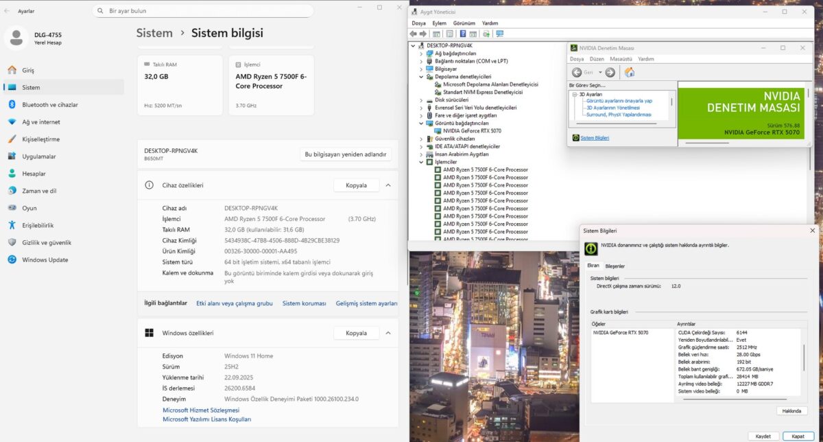 Dolgun Teknoloji 4755 AMD R5-7500F 32GB 1TB RTX5070 12GB W11 OEM Oyuncu Kasası - Görsel 5