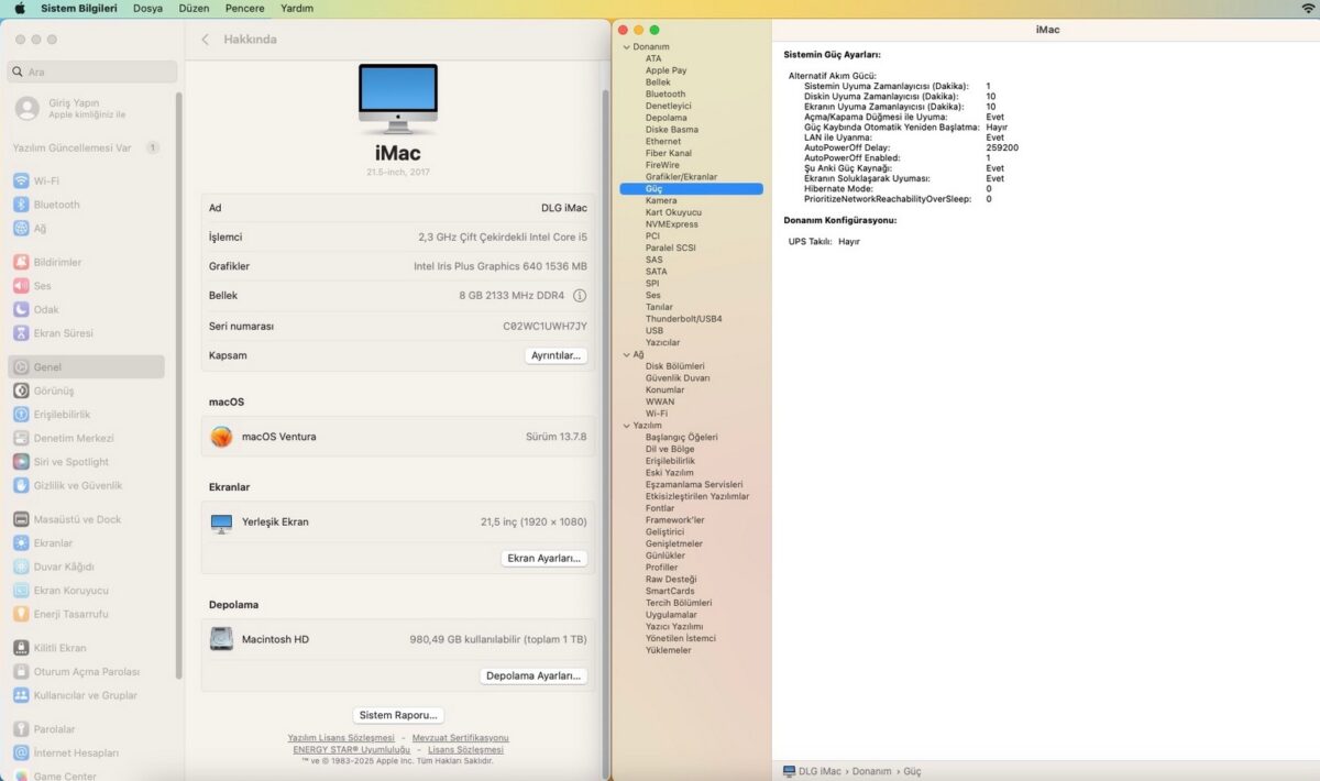 Apple iMac 2017 i5  8GB 1TB 21.5” Retina Ekran All In One Bilgisayar (İKİNCİ EL) - Görsel 5