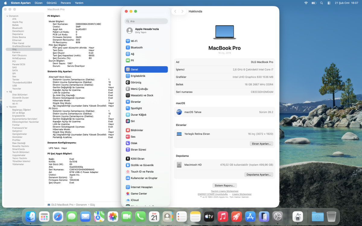 Apple MacBook Pro 2019 i7 16GB RAM 512GB SSD 16" Uzay Grisi Taşınabilir Bilgisayar (İKİNCİ EL) - Görsel 5