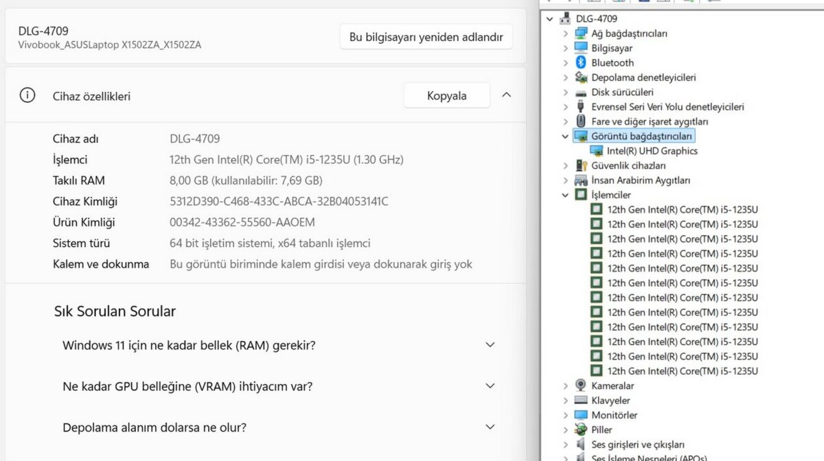 Asus Vivobook 15 X1502ZA-EJ654W i5-1235U 8GB  256GB W11 Iris Xe 15.6" FHD Dizüstü Bilgisayar (İKİNCİ EL) - Görsel 5