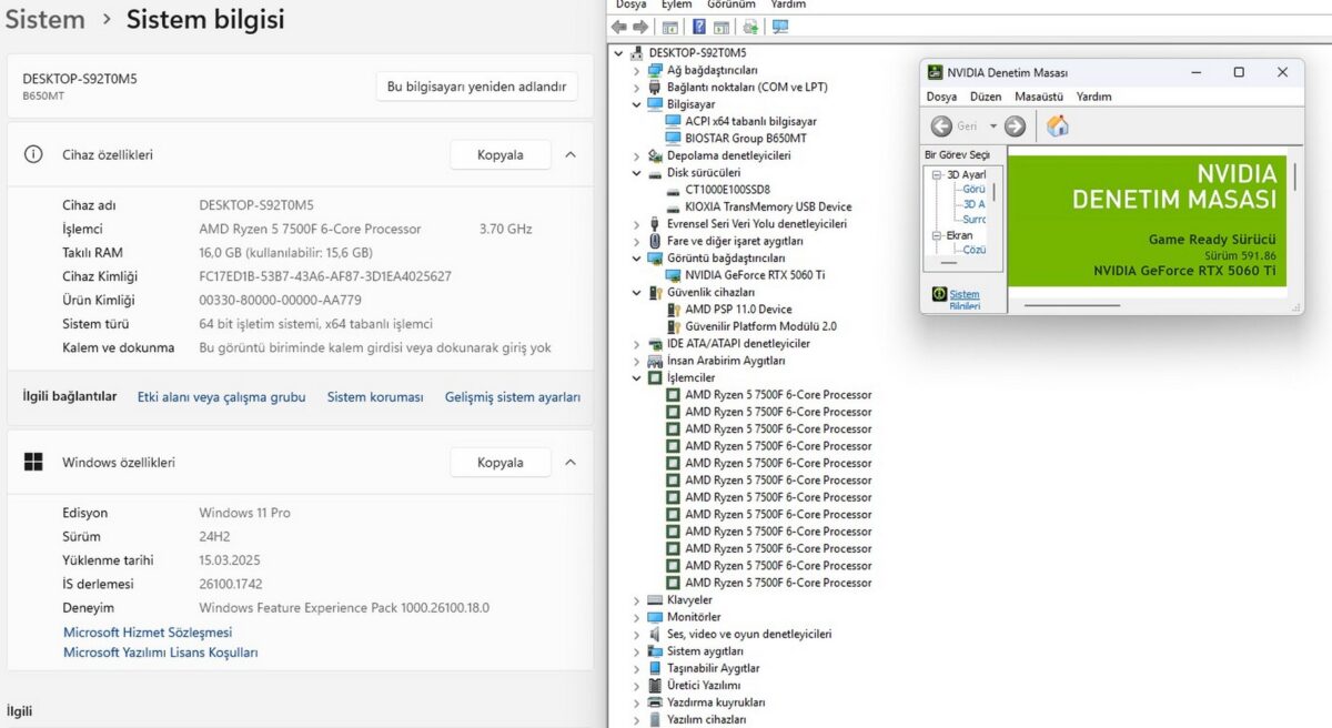 Dolgun Teknoloji 4737 AMD R5-7500F 16GB DDR5 1TB RTX5060Ti 16GB OEM Bilgisayar - Görsel 5