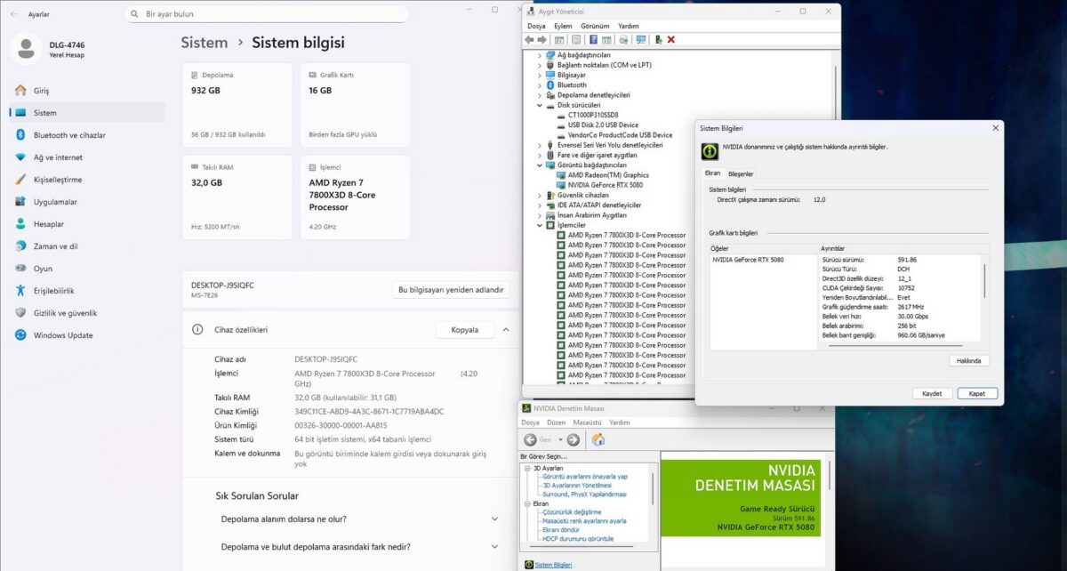 Dolgun Teknoloji 4746 R7-7800X3D 32GB 1TB RTX5080 16GB W11 Pro OEM Bilgisayar - Görsel 5